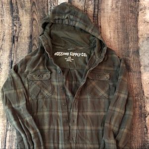 Flannel button up hoodie